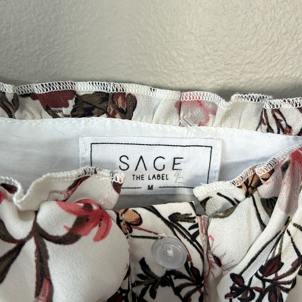 Sage the Label Country Road Off-White Floral Button-Front Mini Dress‎ Size Med - Picture 7 of 9